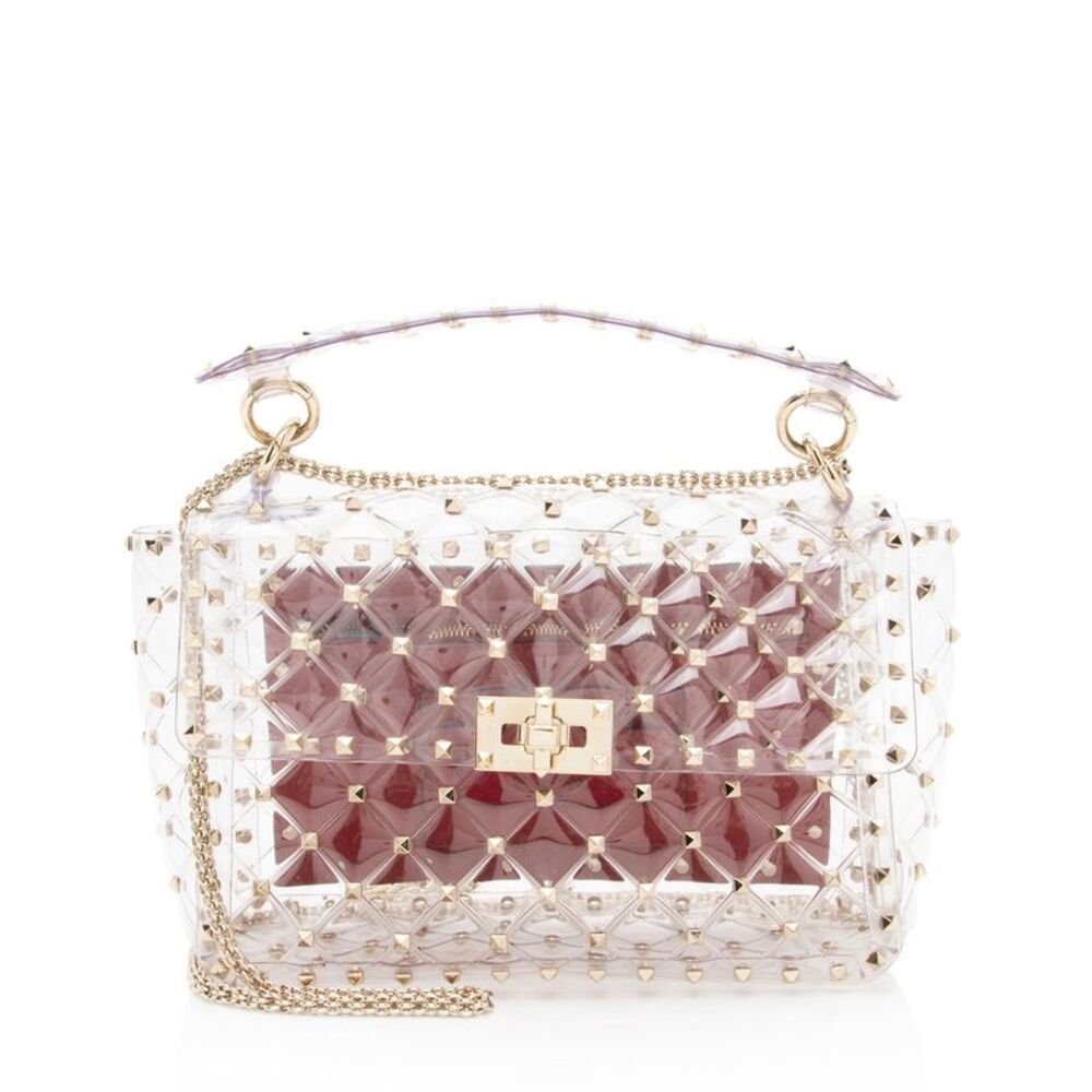Valentino Transparent PVC Rockstud Spike Up Shoulder Bag